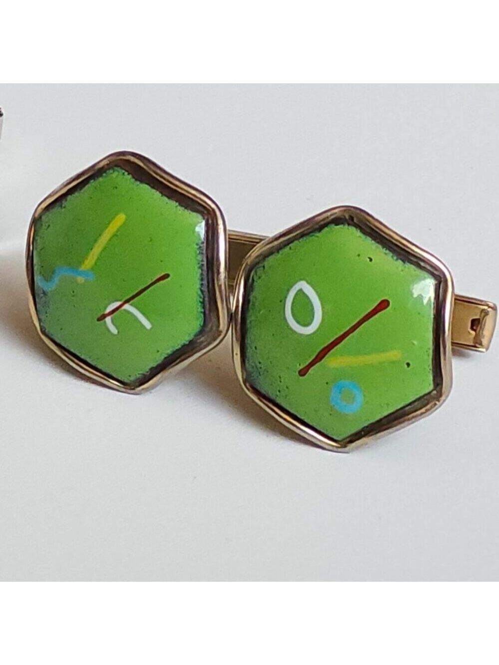 FUN Artistic Geometric Cufflinks Vintage Gold Tone Cuff Links